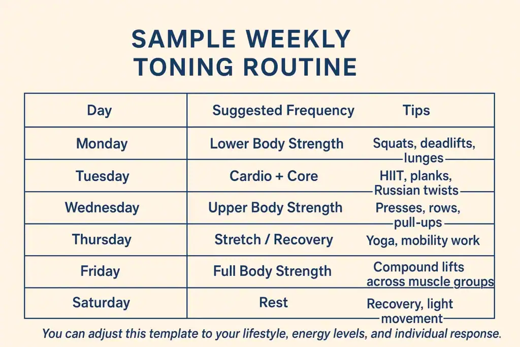 Achieving the Perfect Tone: How Often Should You Exercise for Results? 4 Weekly exercise Bloxwich plan graphic