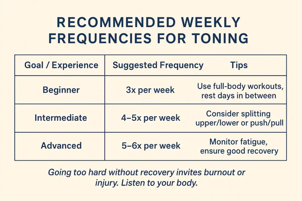 Achieving the Perfect Tone: How Often Should You Exercise for Results? 2 Graphic to show how often you should do exercise to help with toning Bloxwich